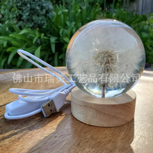 外贸爆款树脂滴胶蒲公英小夜灯水晶球 手工DIY氛围感创意摆件礼物