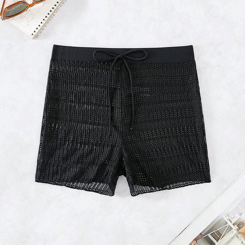 Alibaba Summer New Women's Swim Trunks 2024 Cross-border Solid Color Net Mesh Strappy Bikini Wholesale