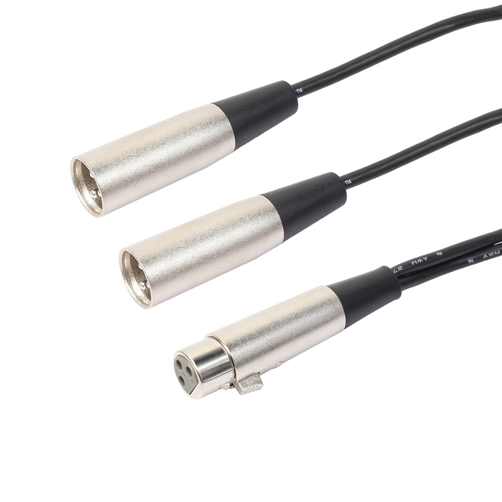 跨境货源 现货黑色0.3米一分二卡农音频线  卡农话筒线