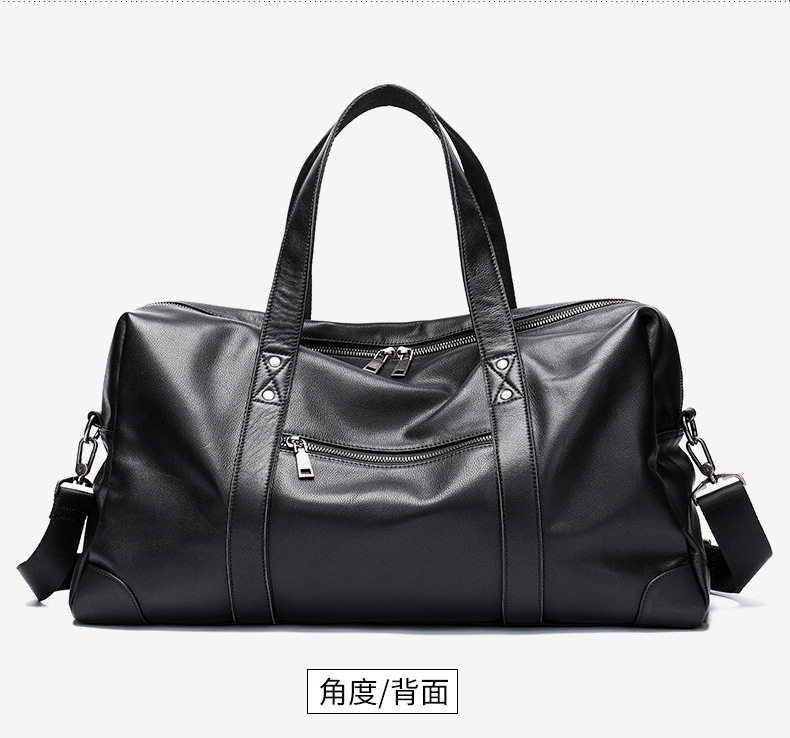 Túi du lịch nam da bò thật Malute dung tích 20–35L chống thấm nước, túi xách tay kiêm đeo chéo tập gym — Màu đen, màu xám đậm chi tiết 23