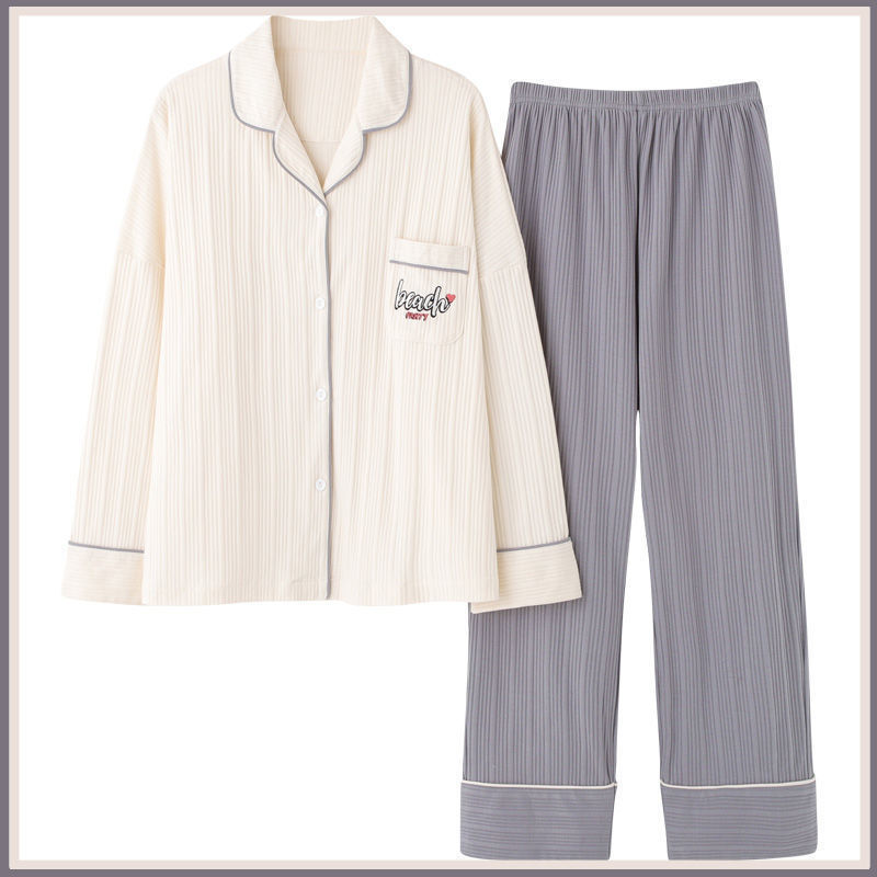 Pijamas de manga larga para mujer primavera y otoño 100% algodón puro en línea celebridad estilo coreano nuevo verano lindo de moda más el tamaño se puede usar fuera