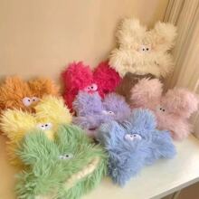 搞怪丑萌化妆束发带洗脸女发饰 韩国新款多巴胺彩色三福毛绒发带