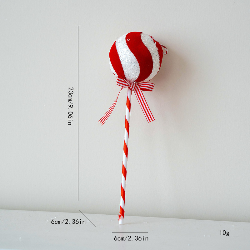 2025 新赤と白の装飾泡キャンディー杖ロリポップペンダントクリスマス装飾クリスマスツリー装飾品|undefined