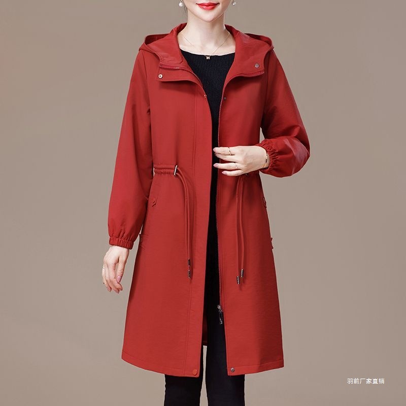 Mom's Outwear Spring & Fall Style Large Size Middle-Aged Women 2025 New Style 50-Year-Old Middle-Aged and Elderly Autumn Windbreaker Mid-Length