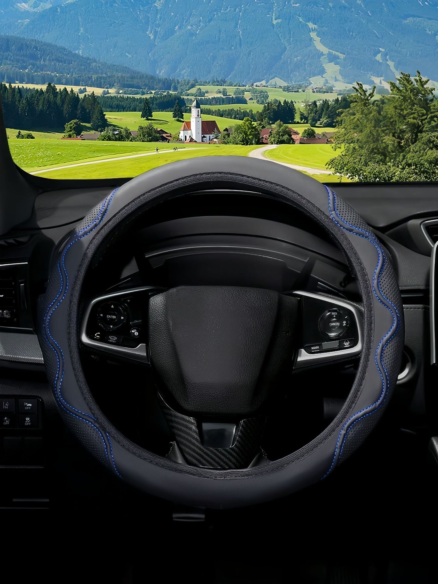 Cross-Border Amazon Car Steering Wheel Cover, Corrugated Sports Style, Non-Slip, Sweat-Absorbent, No Inner Ring, Artificial Leather Handle Cover