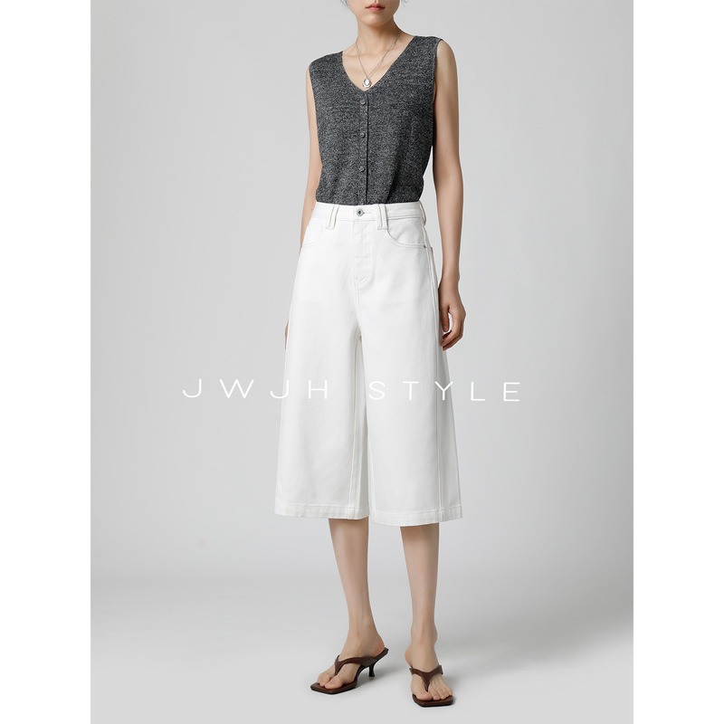 Stylish and Drapey Women's Cropped Denim Jeans |   High-Waisted Loose Casual Stretchy Slimming Mid-Length Pants【2026 Summer】