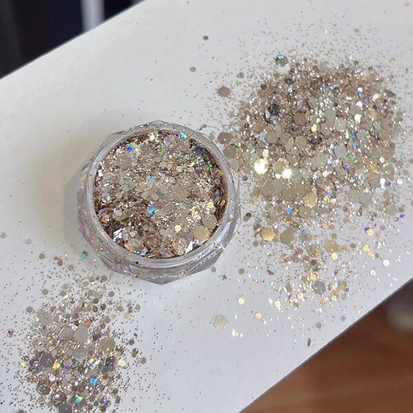 Golden mixed nail sequins for manicure
