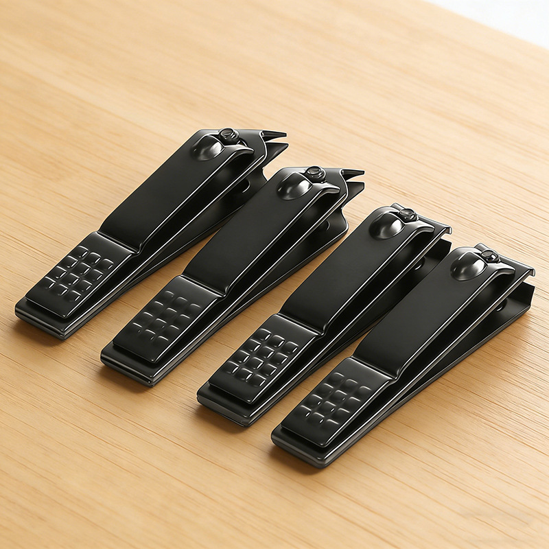 Stainless Steel Black Nail Clippers, Household Anti-Splash Nail Trimmer Tools, Large and Small Angled Nail Scissors