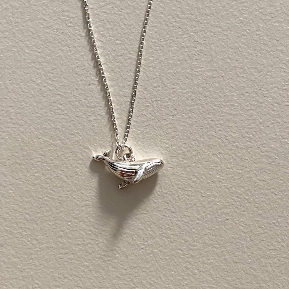 Women's Gender 925 Sterling Silver Whale Pendant Necklace