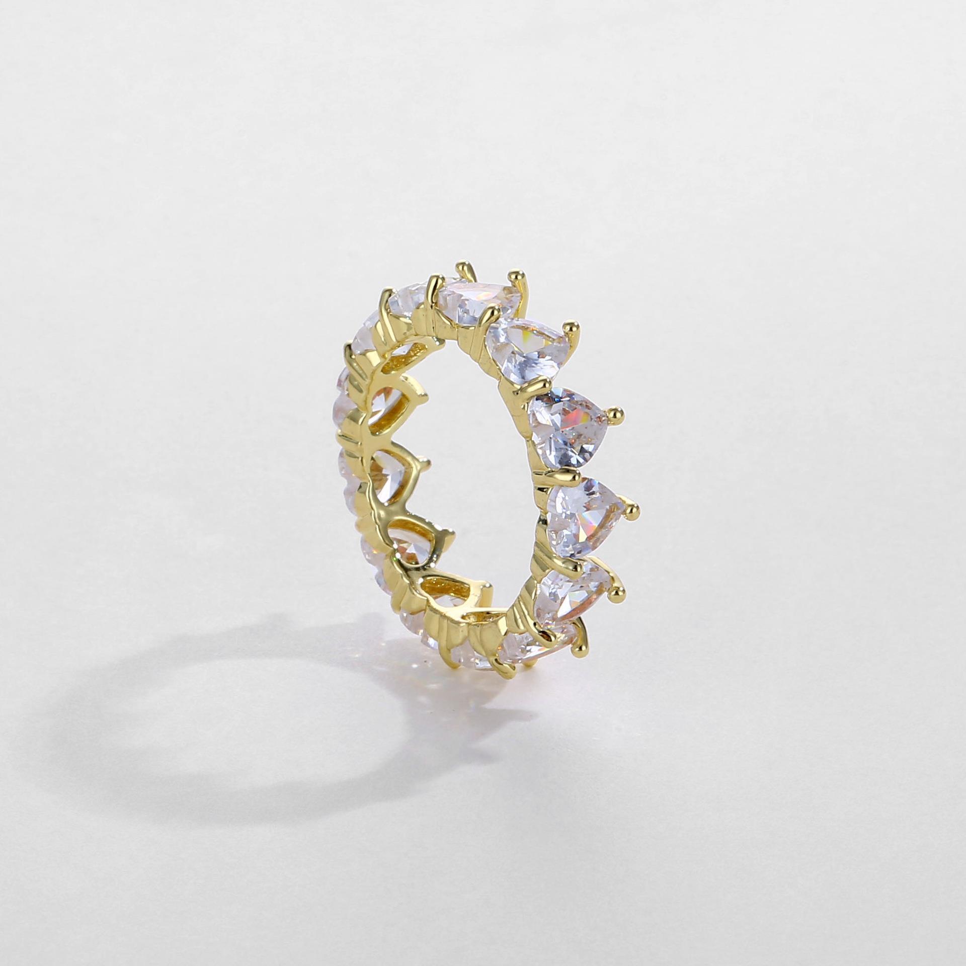 Fashion Heart Shape Copper Inlay Zircon Rings 1 Piece