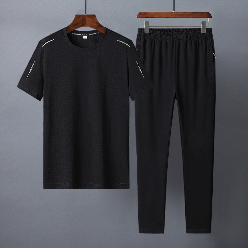 Gran tamaño de verano papá traje casual hombre traje deportivo de manga corta hombre traje de pantalones largos