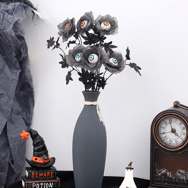 Cross-border Halloween ojos de terror negro hojas de arce ramos de flores Festival de fantasmas Hogar comercial Decoraciones de Halloween