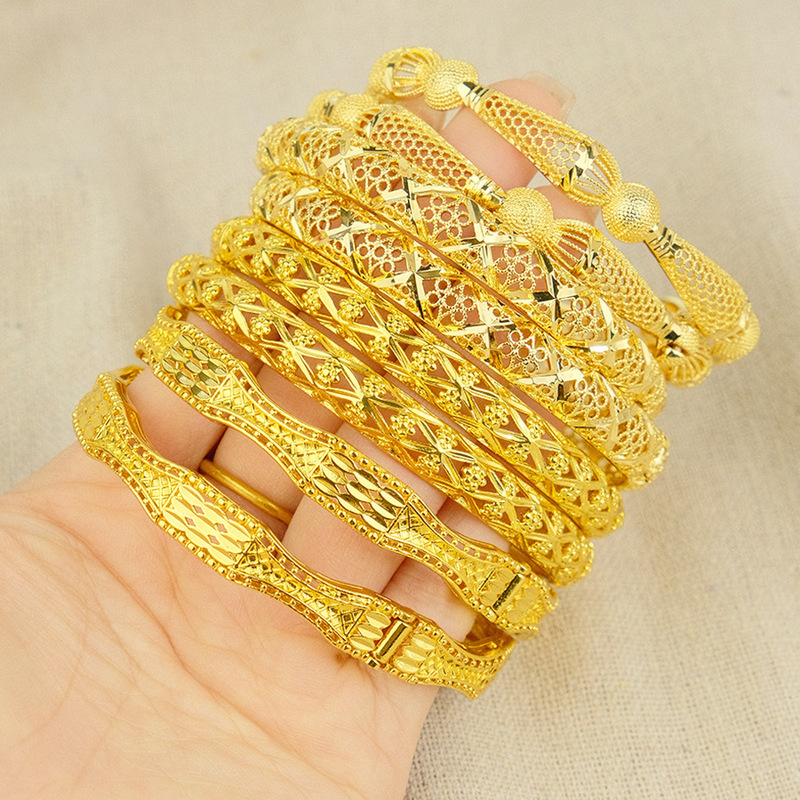 Cross Border Middle East Women's Charm Flower Bracelet 24K Dubai Ethiopia Hawaii Bridal Jewelry Party