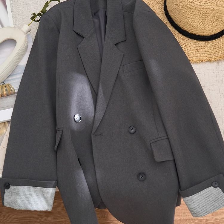 大码灰色休闲百搭宽松显瘦西装女春季新款高端设计感复古西装外套|undefined
