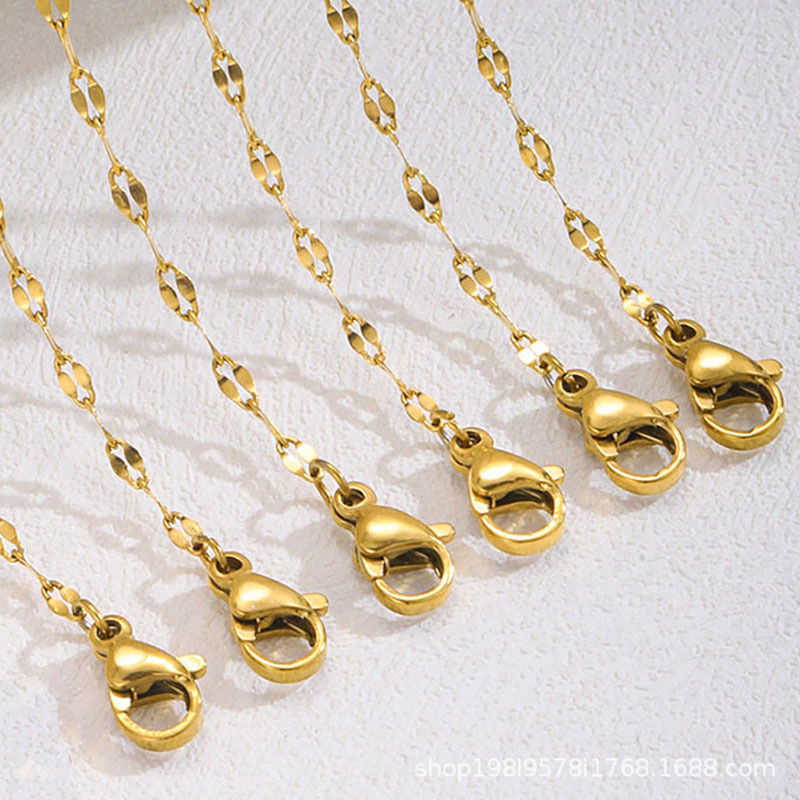 Titanium Steel Lip Chain Stainless Steel Necklace DIY Fine Clavicle Chain Real Gold Electroplated Jewelry Wholesale Pendant Fashion Ol Titanium Steel Lip Chain Stainless Steel Necklace DIY Fine Clavicle Chain Real Gold Electroplated Jewelry Wholesale Pendant Fashion Ol