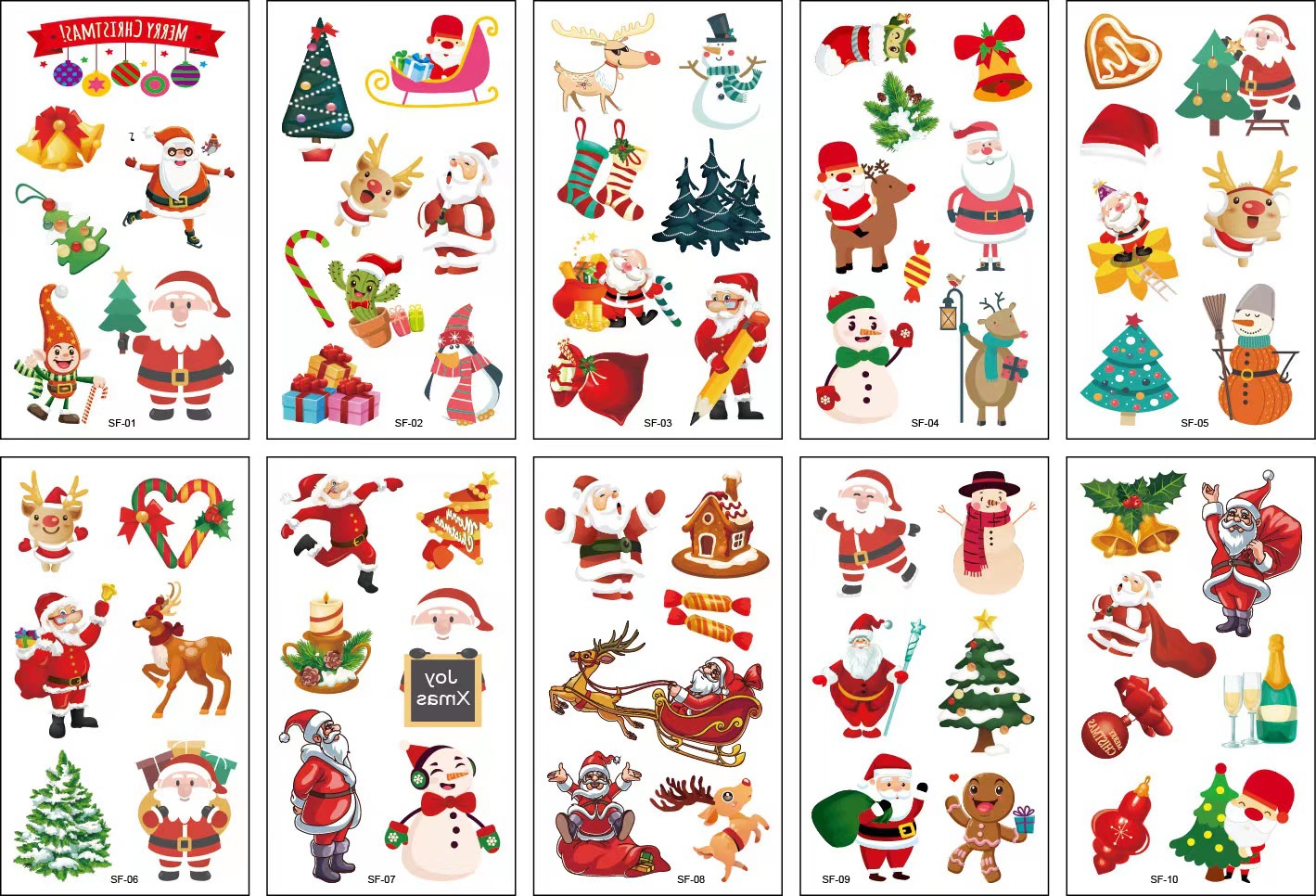 Paper Material Cartoon Christmas Santa Claus Snowman Tattoo Sticker Children's Tattoo Stickers Wholesale
