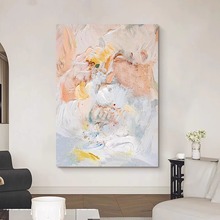 大芬油画村法式奶油风手绘肌理客厅抽象挂画玄关沙发背景墙装饰画