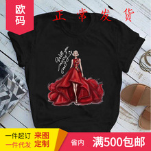 外貿外貿外貿時裝女款圖案個性短袖印花T恤歐美圓領女7