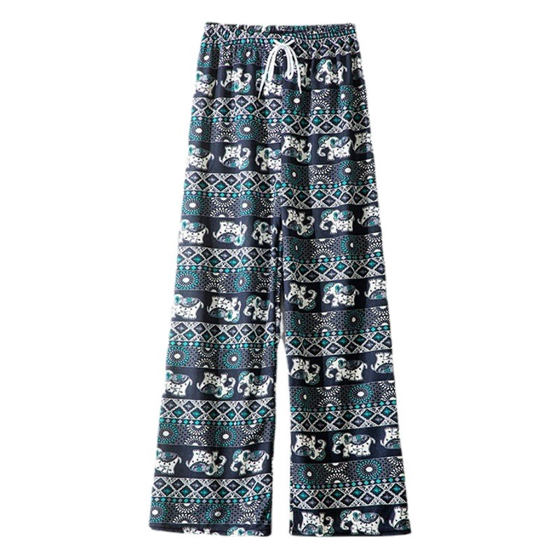 Внешняя торговля Специально для Таиланда Широкие брюки со слоном Весна и лето Тонкие свободные прямые повседневные брюки с высокой талией и драпировкой