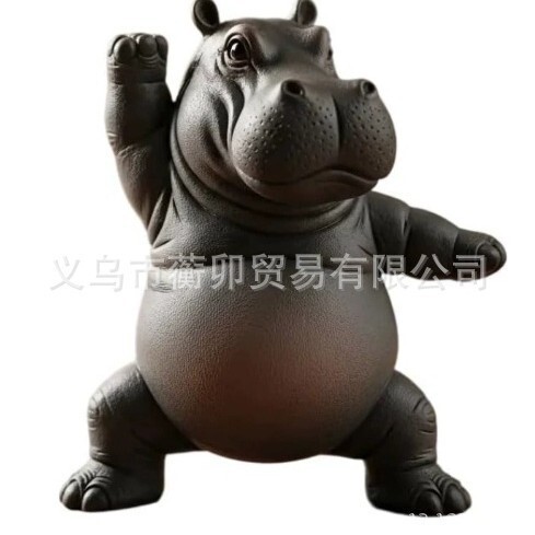 跨境新品Yoga Hippopotamus Statue 瑜伽河马雕像家居装饰摆件|undefined
