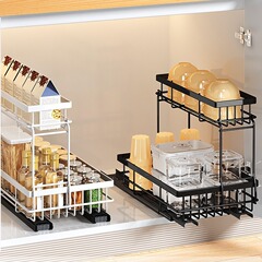 Amazon Cross-border Exclusive Kitchen Multi-functional Silent Sliding Rack Pull-out Spice Bottle Jar Storage Shelf
