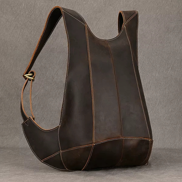Men's Backpack Crazy Horse Leather Backpack Vintage College Style Student Backpack Sports Backpack Casual