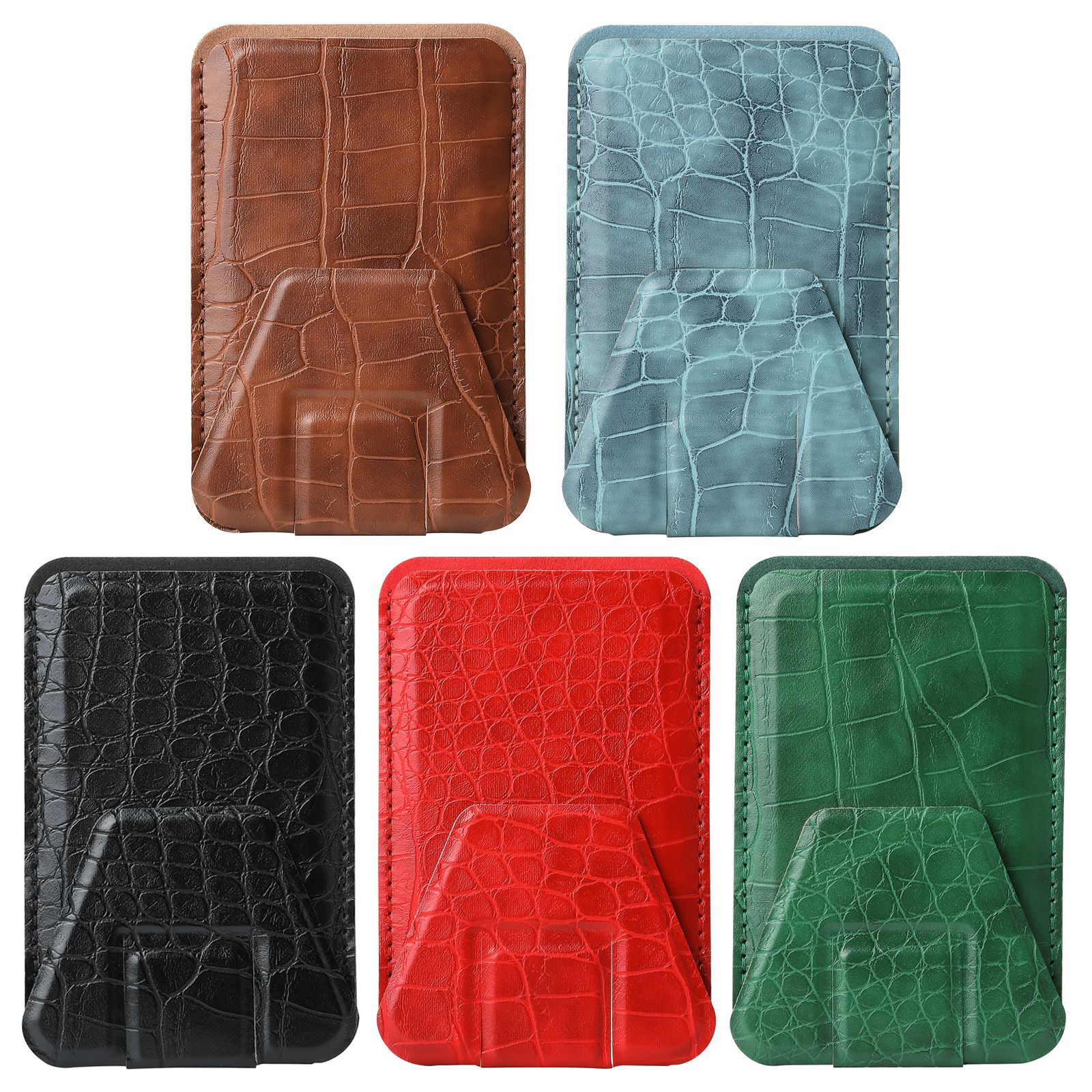 Funda para teléfono con diseño de cocodrilo en stock, con soporte magnético para tarjetas, adhesivo magnético súper fuerte, portátil para escritorio.