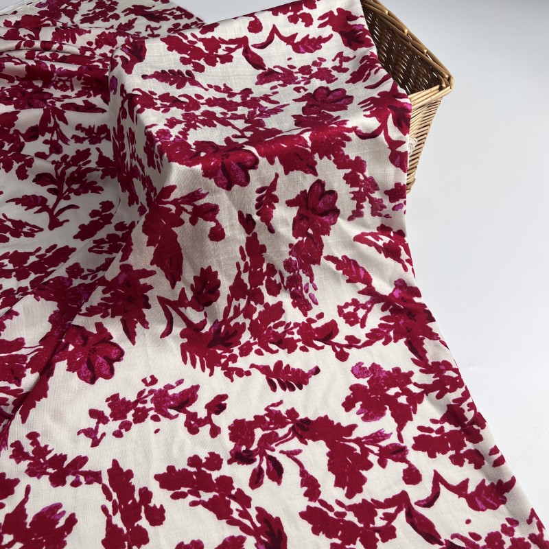 Nuevo monofilamento de bambú corteza de árbol tela de impresión arrugada estilo nacional camisa vestido ropa de casa tela de algodón transpirable