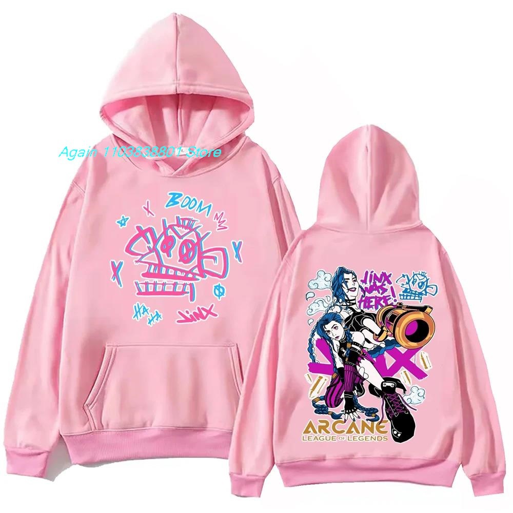 Arcane-Jinx Hot Anime Hoodie Harajuku Pullover Tops Man