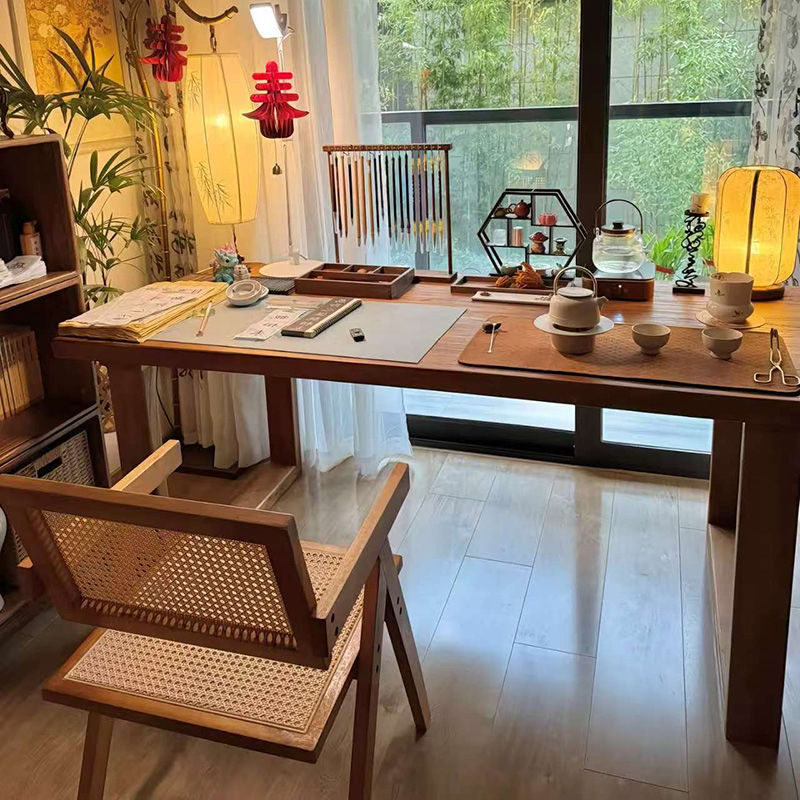 Solid Wood Chinese Study Desk, Song Dynasty Aesthetics, New Chinese Style Home Computer Desk, Living Room Integrated Long Table, Study Calligraphy Table