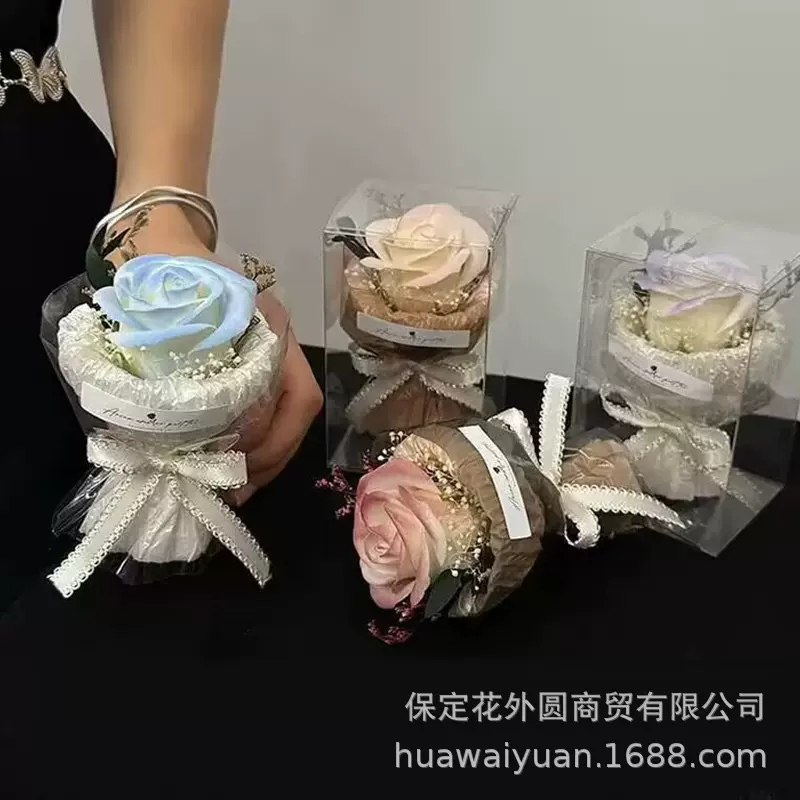迷你小花束永生花口袋见面玫瑰向日葵伴手礼盒汽车出风口装饰仿真