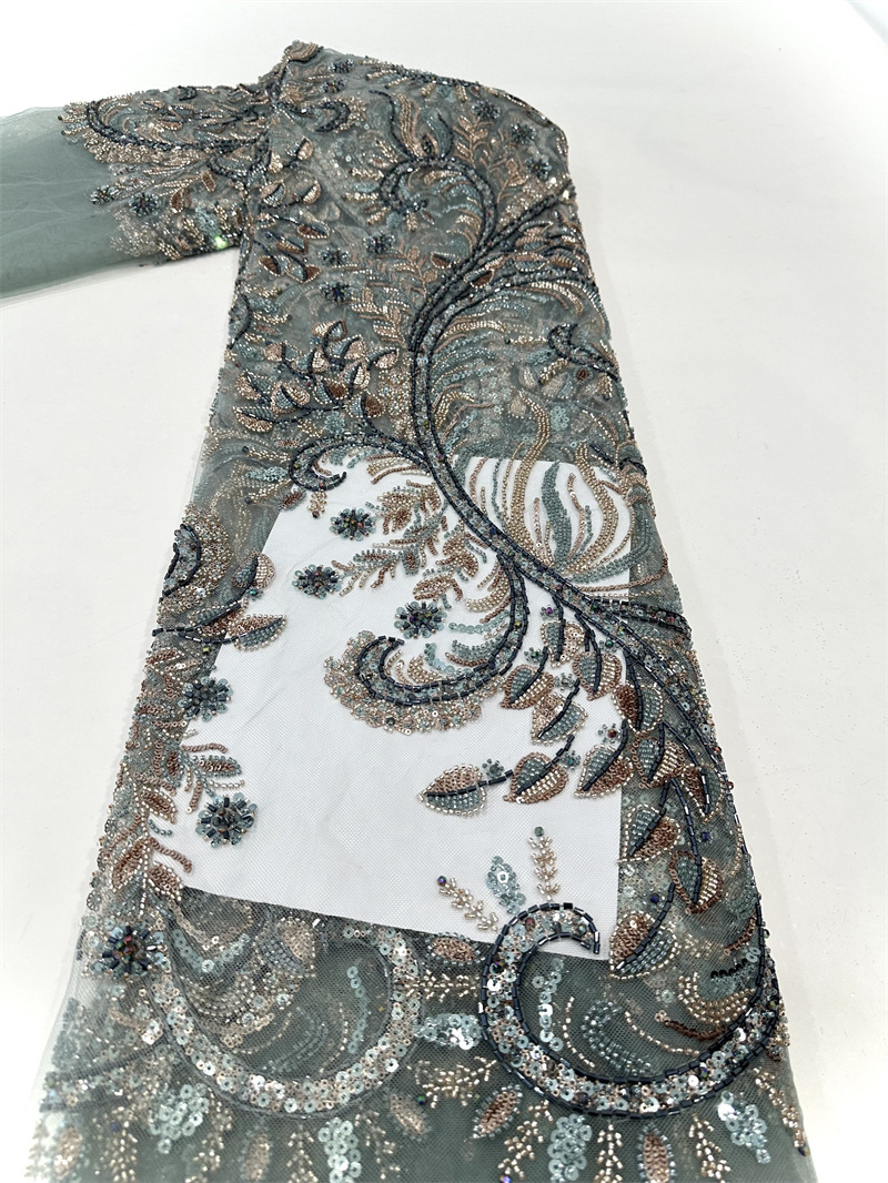 Tejido de bordado de encaje de tubo de sequilla comercio exterior transfronterizo spot vestido de boda vestido de noche vestido de mujer tela