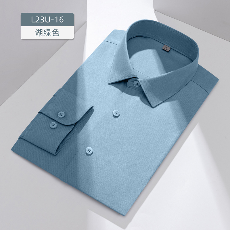 Camisas de lana personalizadas para hombres de mangas largas mezcladas de tiesa de moda de negocios casuales delgadas sin quemar camisa formal para hombres