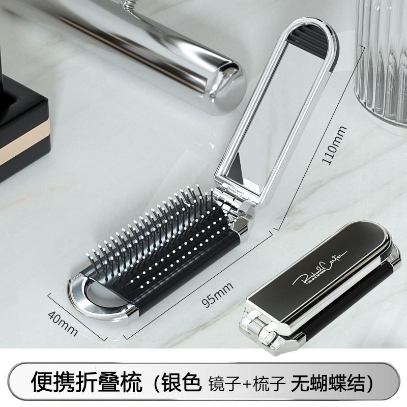 Pequeño peine portátil plegable peine airbag cojín de aire peine de las mujeres especial de masaje de pelo espejo peine integrado