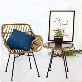 藤椅三件套创意阳台小桌椅网红藤椅子休闲茶几茶桌洽谈椅简约现代