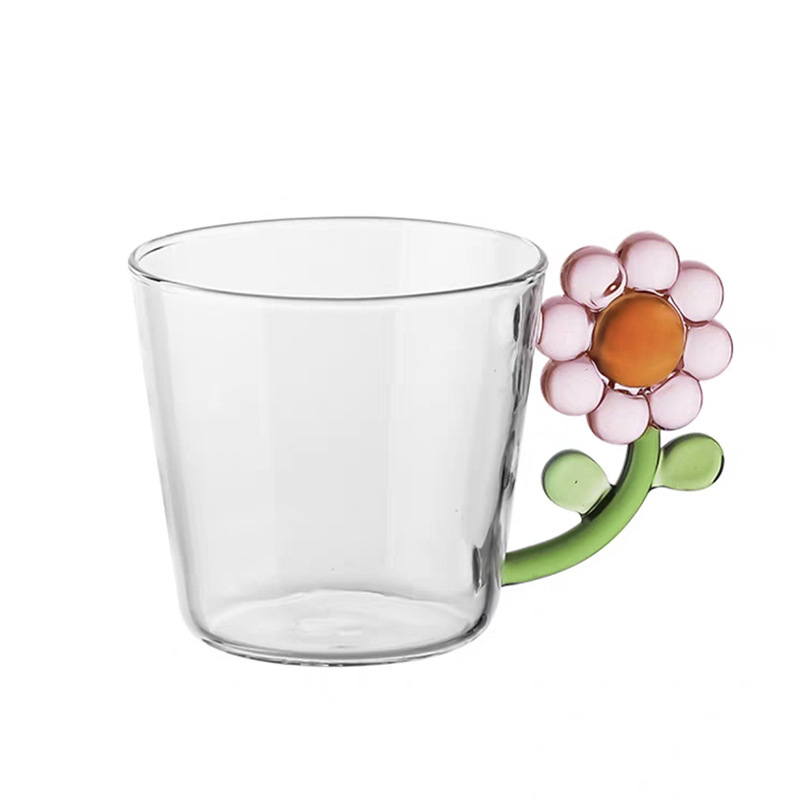 Taza de agua estereoscópica de flores solares con mango de taza de jugo de leche doméstica taza de café fábrica lote