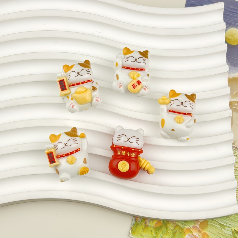 Cartoon children's lucky cat diy resin accessories cream glue key chain hand hair clip refrigerator material wholesale