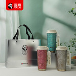 亚泰新款纯钛保温杯咖啡杯高档礼盒手提袋内外两层纯钛高级感水杯