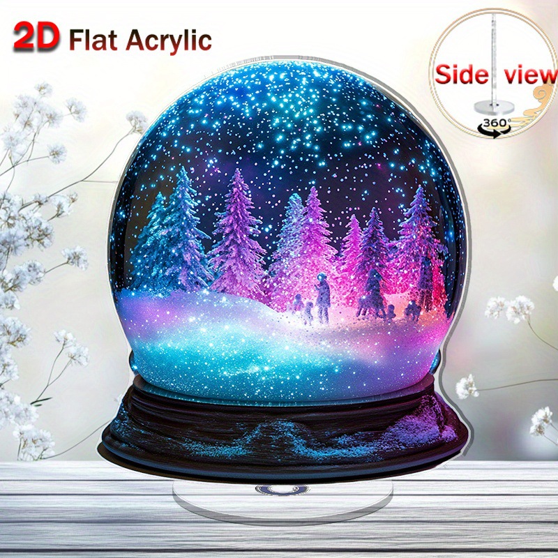 2D平面设计旋转亚克力雪景球桌面摆件家庭办公室装饰