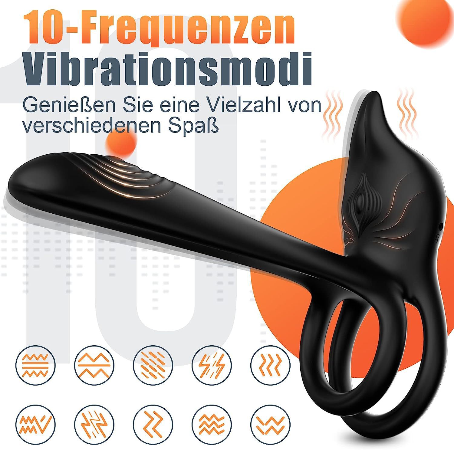 Vibrating Locking Ring with Remote Control, Silicone-ABS Couples Wearable, Black — detail image 2