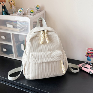 2025 Forest Style Ins Wind Corduroy Backpack Fresh Girl Versatile Small Bag Simple Shopping Mini Backpack