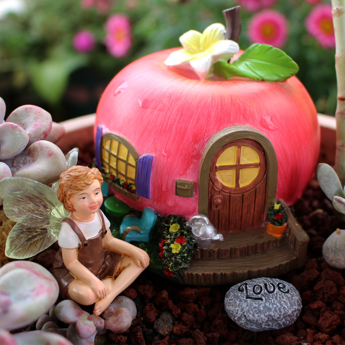 Creative Apple House potted decoration outdoor home decoration wine cabinet decoration resin simulation Apple decoration