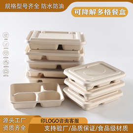 一次性纸浆可降解外卖餐盒可微波炉加热定制logo印刷公司食堂餐盒