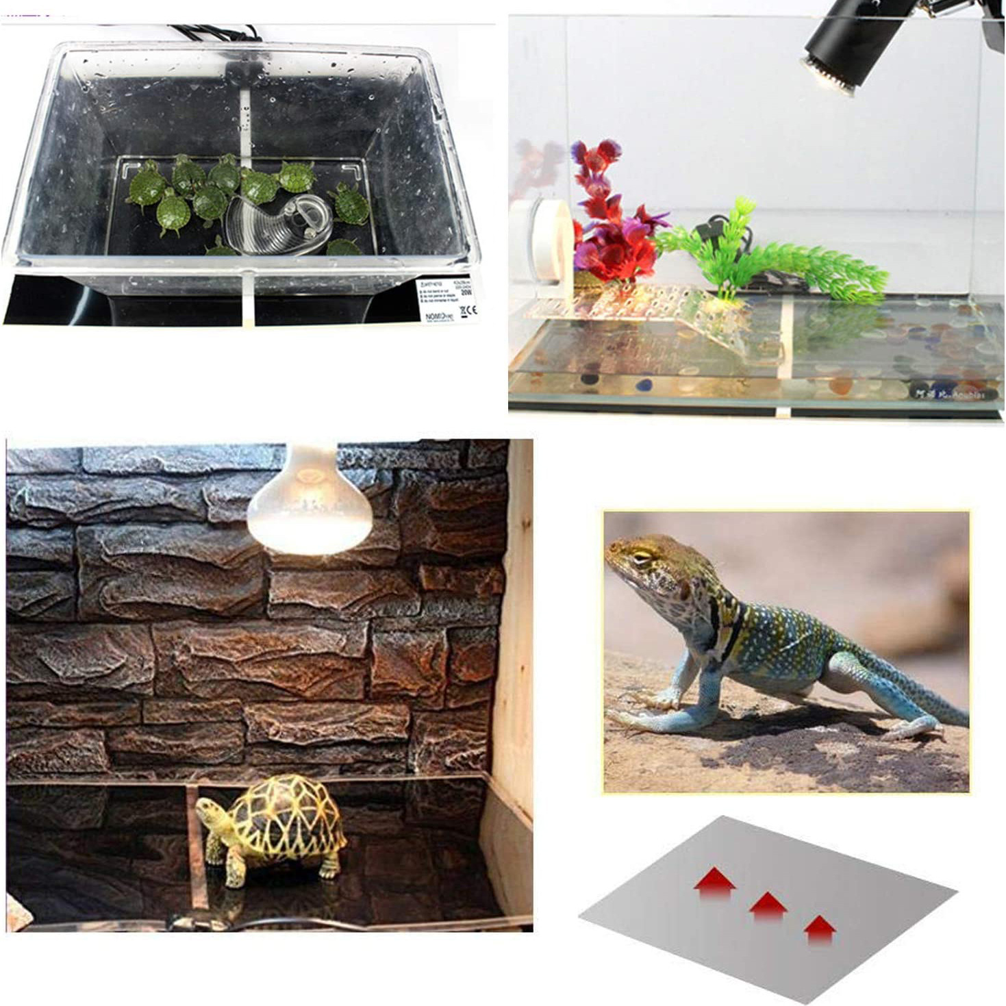 Waterproof Reptile Heating Pad Adjustable Temperature Amphibian Pet Habitat Removable Fish Tank Cabinet Heating Mat