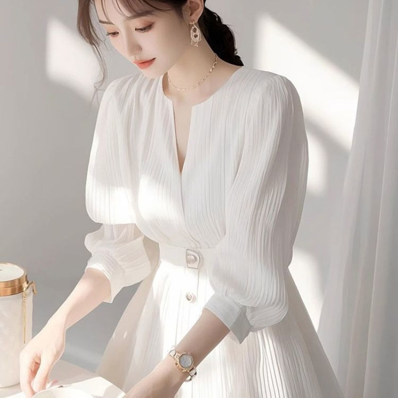 하이 엔드 센스 단색 허리 셔츠 2025 여름 쉬폰 최고 패션 작은 셔츠 프랑스 통근 세련된 여성