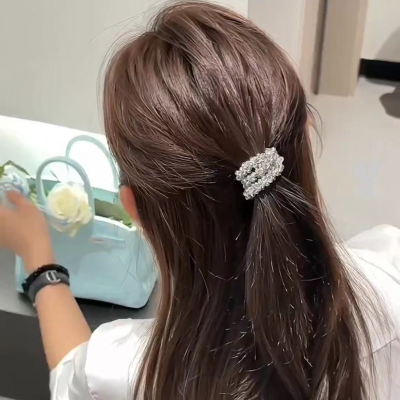 シンプルな気質の女性用輝くダイヤモンドヘアバンド 2025 新しいハイエンドブレスレットヘアロープ高弾性ゴムバンドポニーテールヘッドロープ|undefined