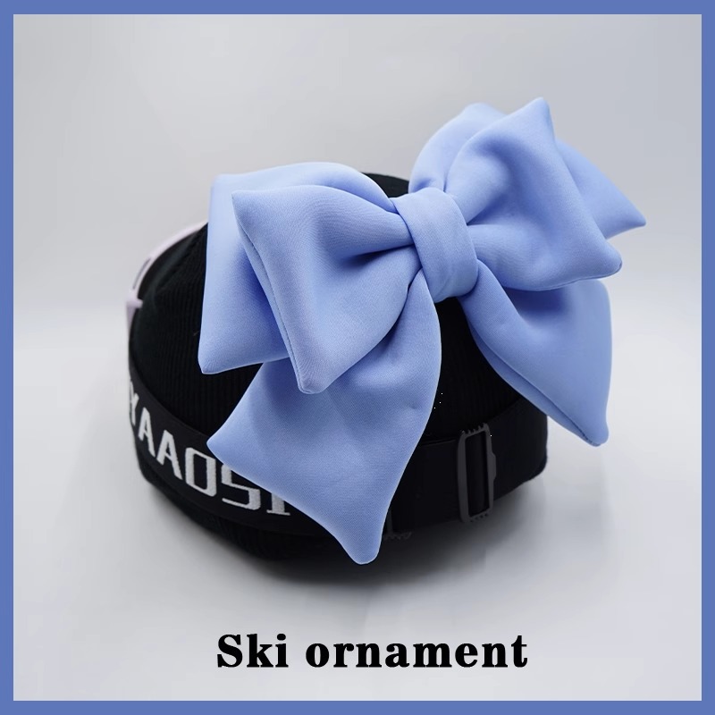 Ski Hat Helmet Cover Cute Creative Light Blue Double Layer Bow