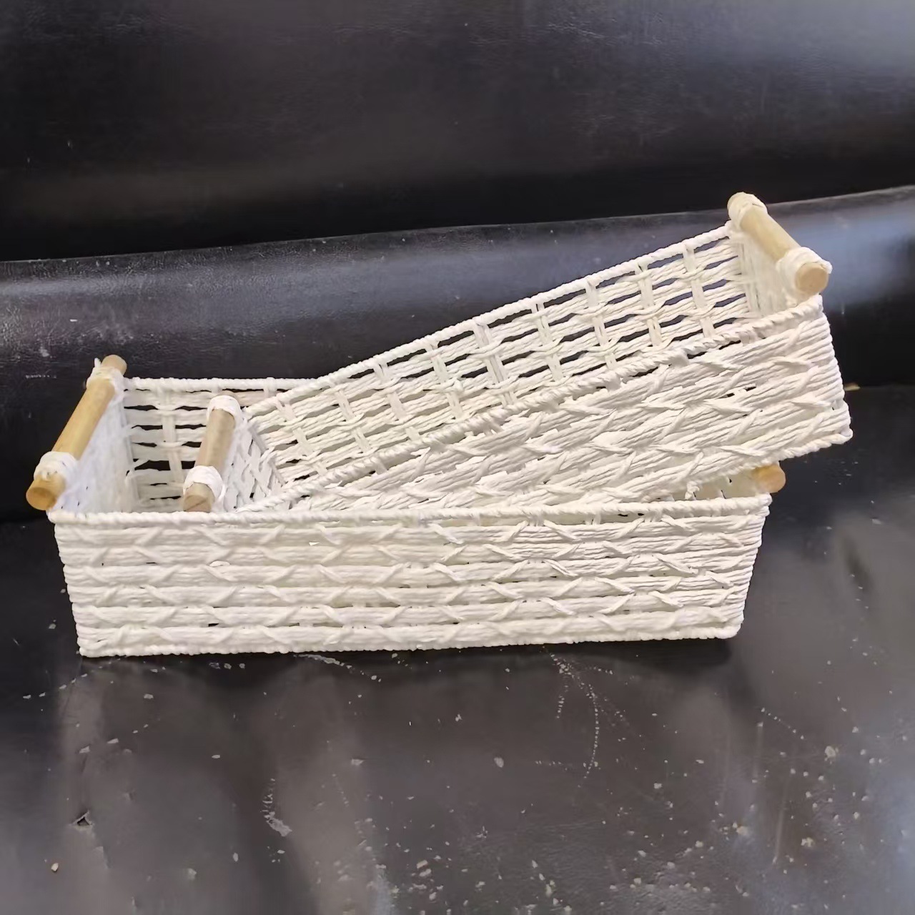 Amazon venta caliente de escritorio canasta de almacenamiento cajas de caña juguetes de alta calidad snack estantes tiendas transfronterizas