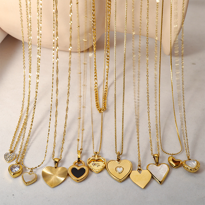 1 Piece Simple Style Heart Shape Stainless Steel Titanium Steel Plating Chain Pendant Necklace display picture 2