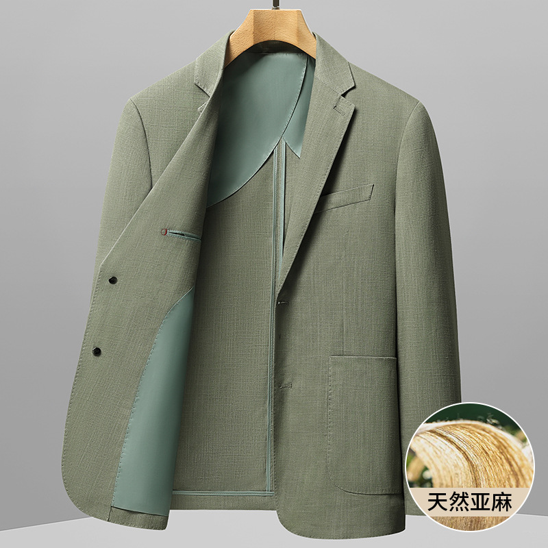 Men's casual suit 2026 spring and summer linen light luxury business…